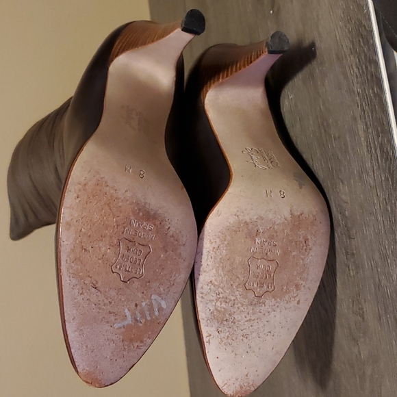 Brown leather stacked heel boots size7.5 - Picture 3 of 6